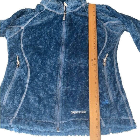 Marmot Fleece Blue Zip Up Long Sleeves Front Pociets Jacket Size Medium - Picture 13 of 13